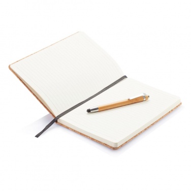 Logotrade promotional product image of: A5 notebook with bamboo pen including stylus, brown