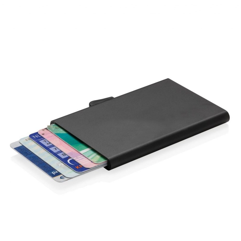 Logo trade promotional merchandise photo of: C-Secure aluminum RFID card holder, black