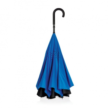 Logo trade promotional giveaways picture of: 23" Xindao  manual reversible umbrella, black-blue