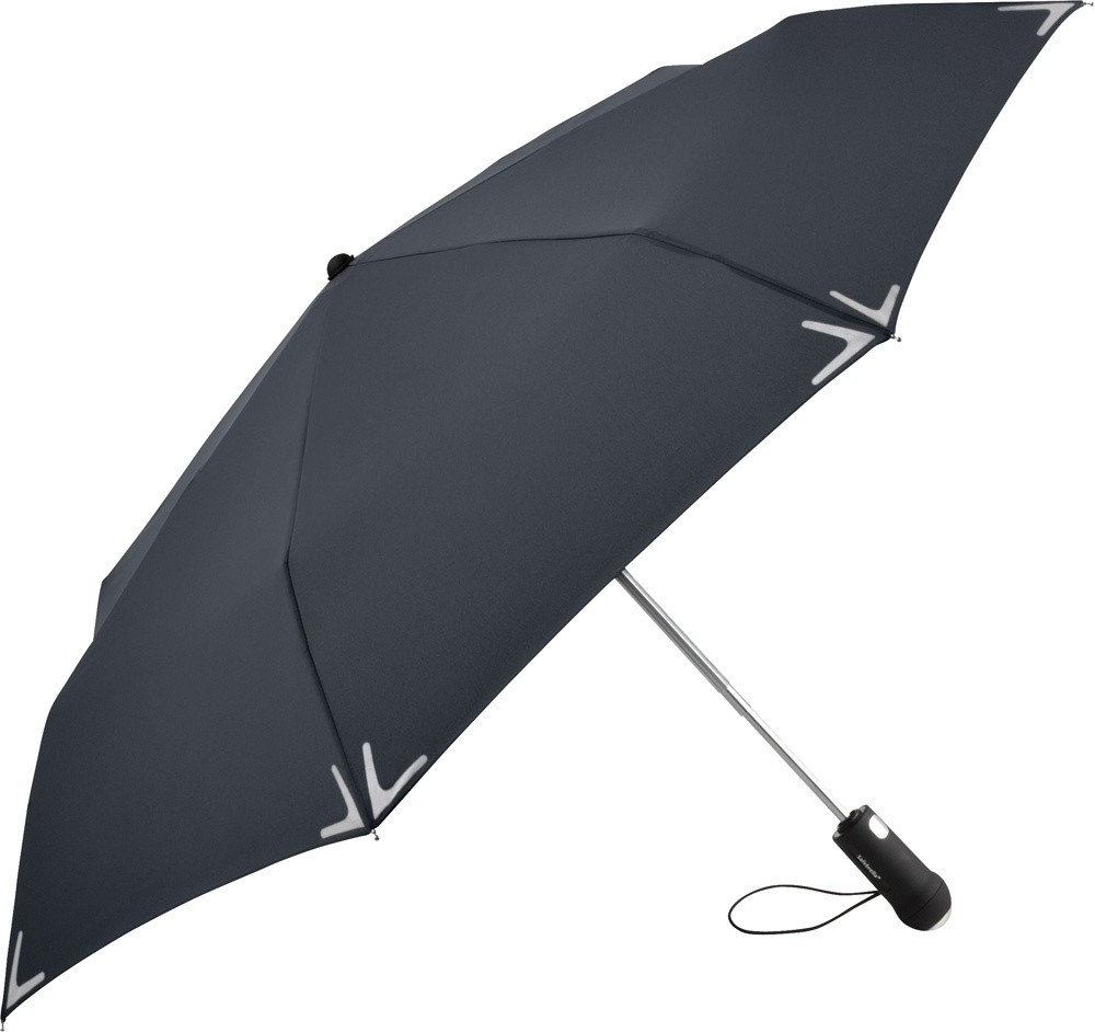 Logo trade corporate gift photo of: AOC mini umbrella Safebrella® LED 5471, Anthracite