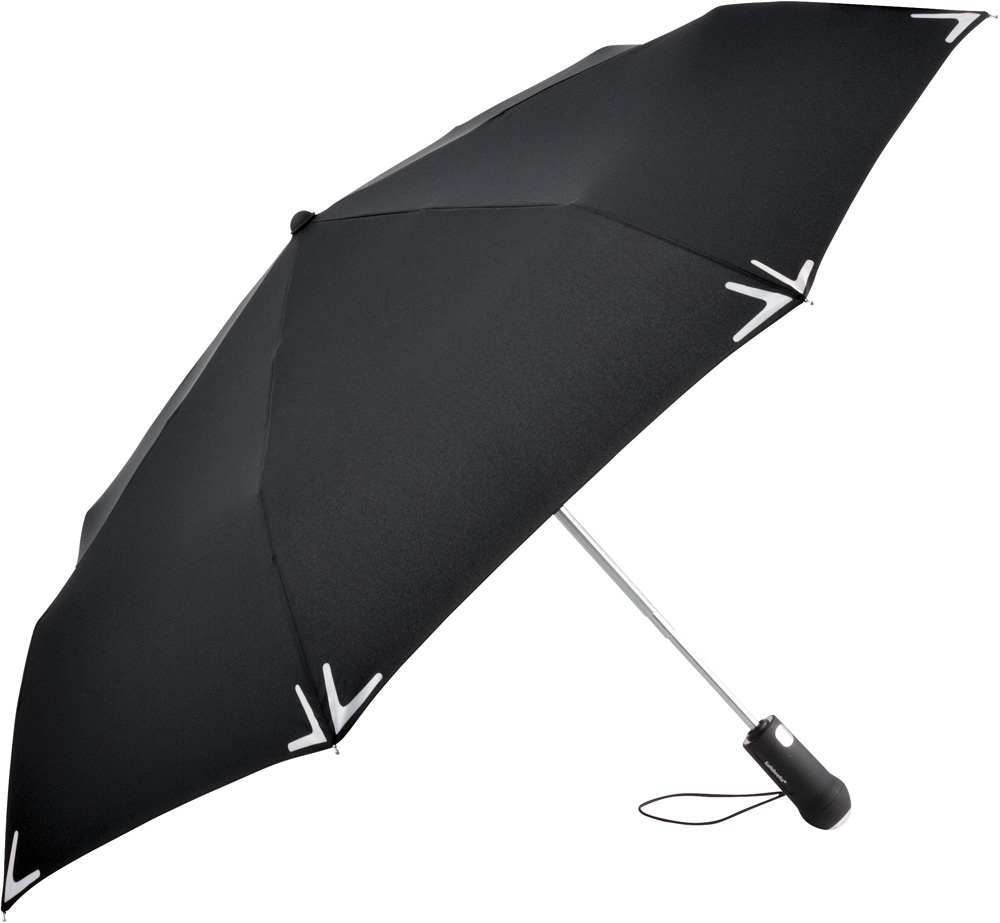 Logo trade advertising product photo of: AOC mini umbrella Safebrella® LED 5471, Black