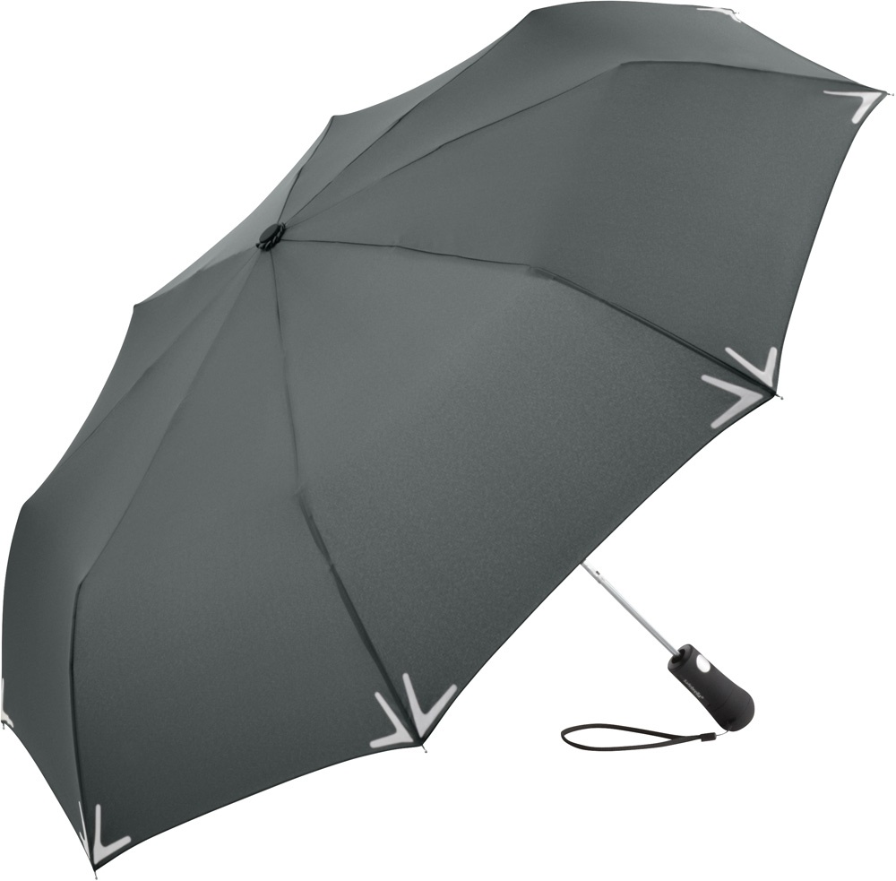 Logo trade promotional merchandise picture of: AC mini umbrella Safebrella® LED 5571, Grey