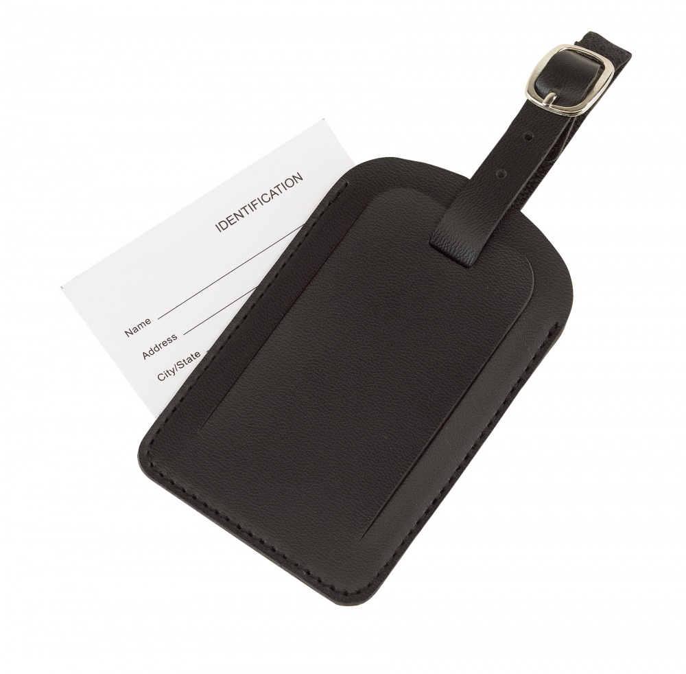 Logo trade promotional merchandise photo of: Luggage tag, Adventure, black