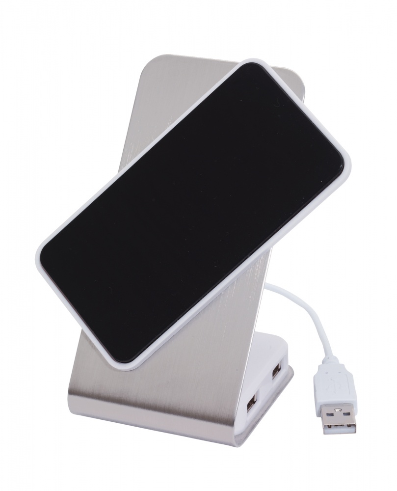 Logotrade promotional merchandise photo of: Phone holder with USB Hub, Database, silver/black