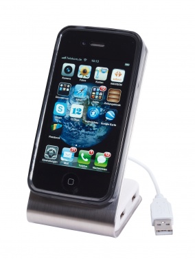 Logotrade promotional items photo of: Phone holder with USB Hub, Database, silver/black