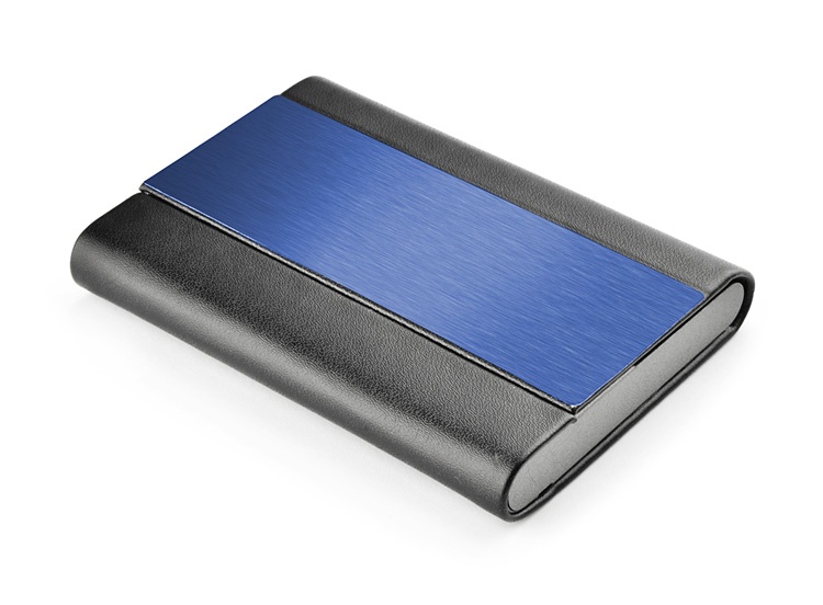 Logo trade promotional item photo of: Business card holder DISA, Blue