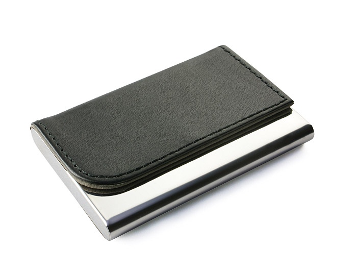 Logo trade promotional giveaway photo of: Business card holder TIVAT, Black