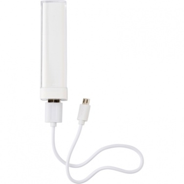 Logo trade promotional merchandise picture of: Power bank 2200 mAh, White