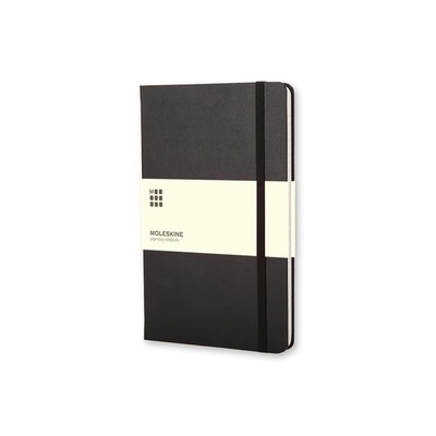 Logo trade promotional merchandise image of: Moleskine large notebook, lined pages, hard cover, black