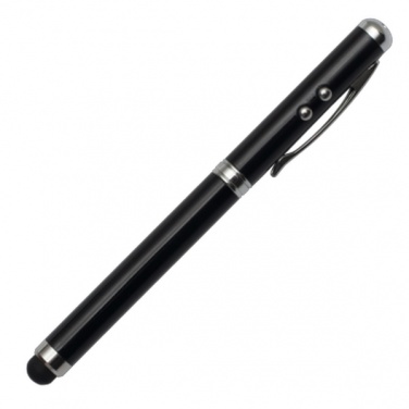 Logo trade advertising products image of: Supreme ballpen with laser pointer - 4 in 1, black