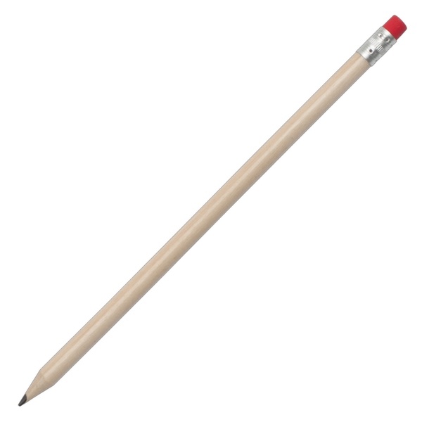 Logo trade business gift photo of: Wooden pencil, red/ecru