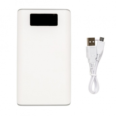 Logo trade promotional products picture of: 10.000 mAh powerbank with display, white