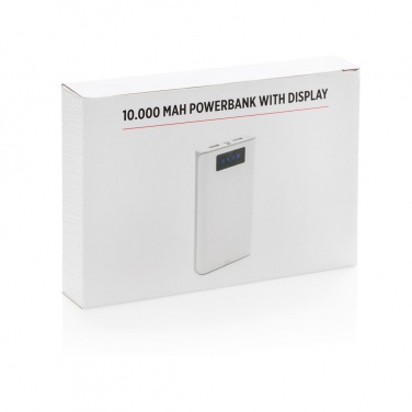 Logo trade promotional items image of: 10.000 mAh powerbank with display, white