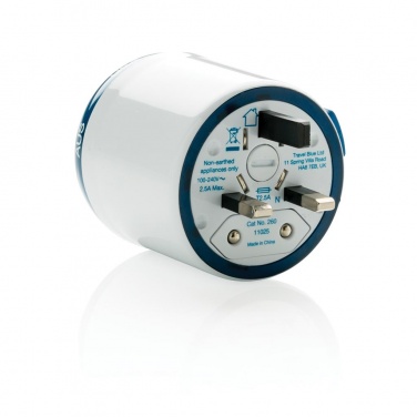 Logo trade promotional giveaways picture of: Travel Blue world travel adapter, white