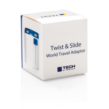 Logo trade business gifts image of: Travel Blue world travel adapter, white