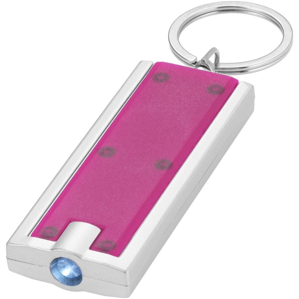 Logo trade promotional giveaways image of: Castor LED keychain light, magenta