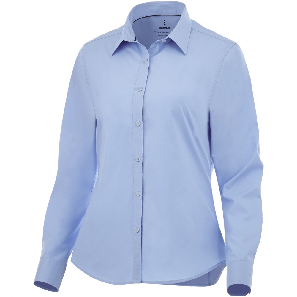 Logo trade promotional merchandise photo of: Hamell long sleeve ladies shirt, light blue