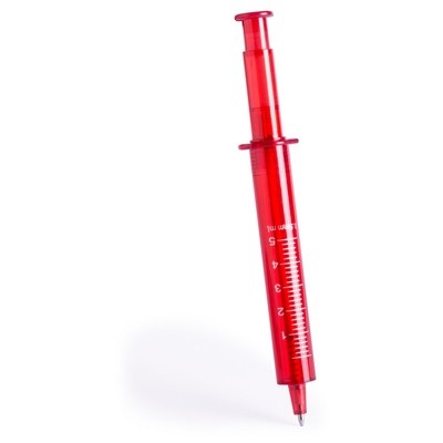 Logo trade promotional giveaways image of: Ball pen "syringe", Red