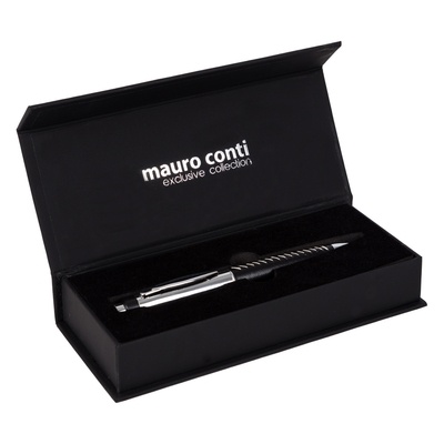 Logo trade corporate gifts image of: Mauro Conti ball pen with USB memory stick, Black