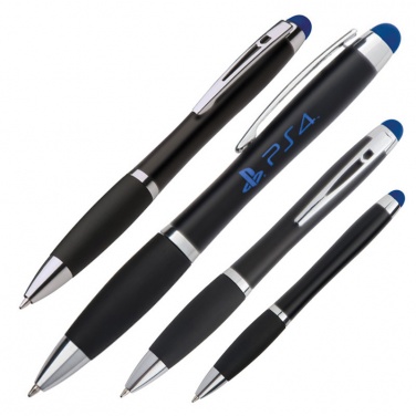 Logo trade promotional gifts picture of: Light up touch pen for engraving LA NUCIA, Blue