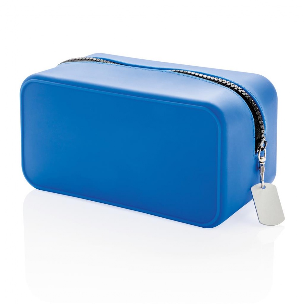 Logo trade promotional giveaways image of: Leak proof silicon toiletry bag, blue