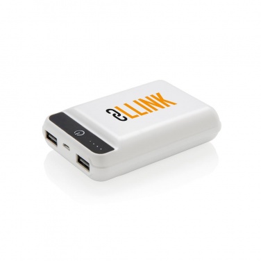 Logo trade promotional gifts image of: 10.000 mAh pocket powerbank, White