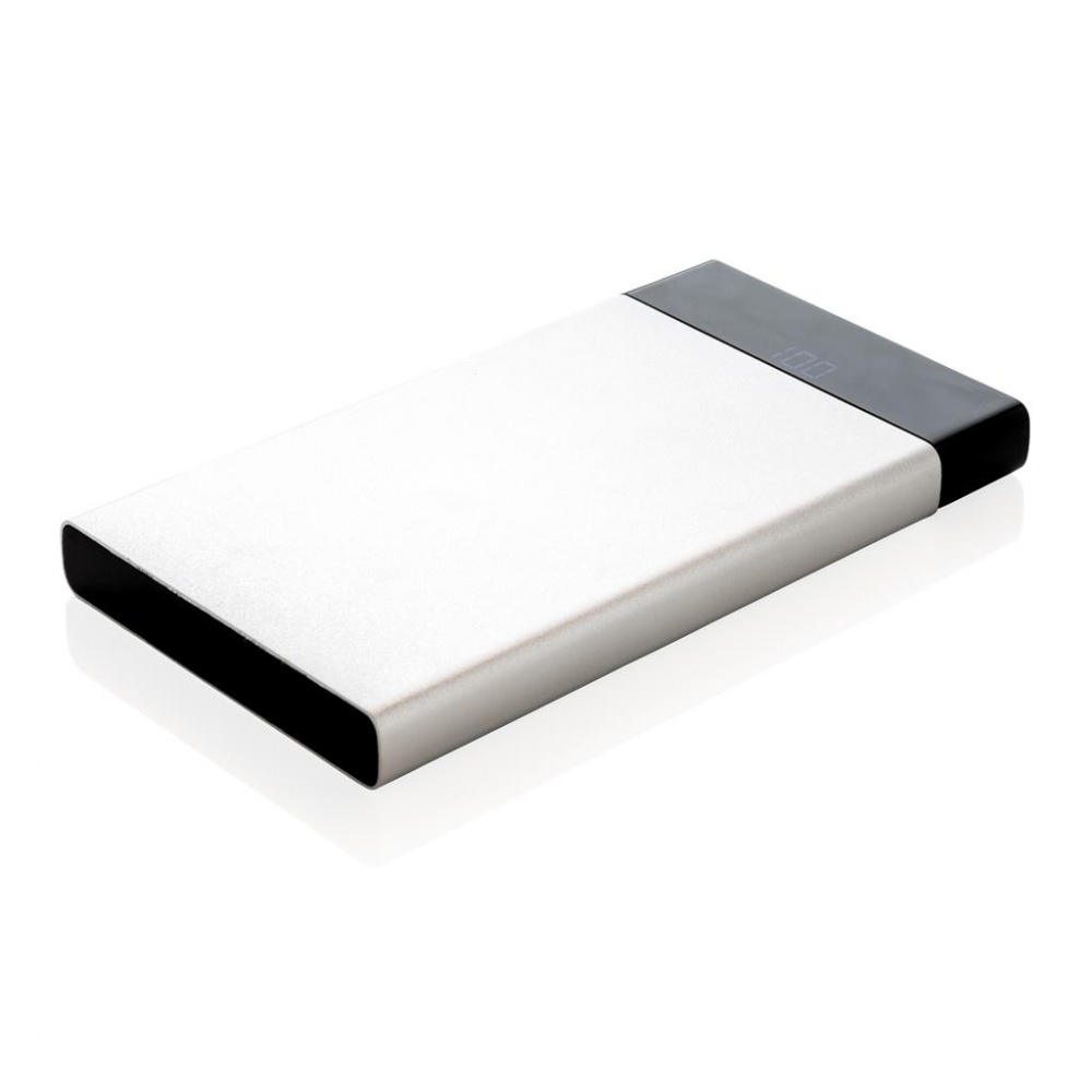 Logotrade promotional merchandise image of: 6.000 mAh flat powerbank digital display, Silver