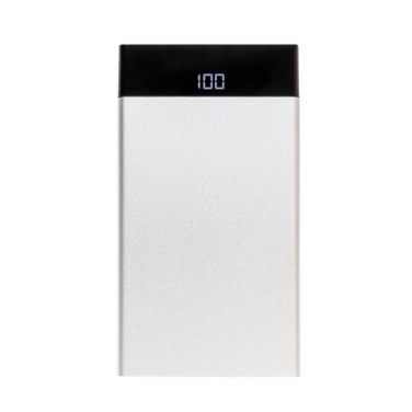 Logo trade promotional merchandise picture of: 6.000 mAh flat powerbank digital display, Silver