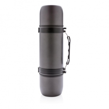 Logo trade promotional merchandise image of: Swiss Peak vacuum flask with 2 cups, grey