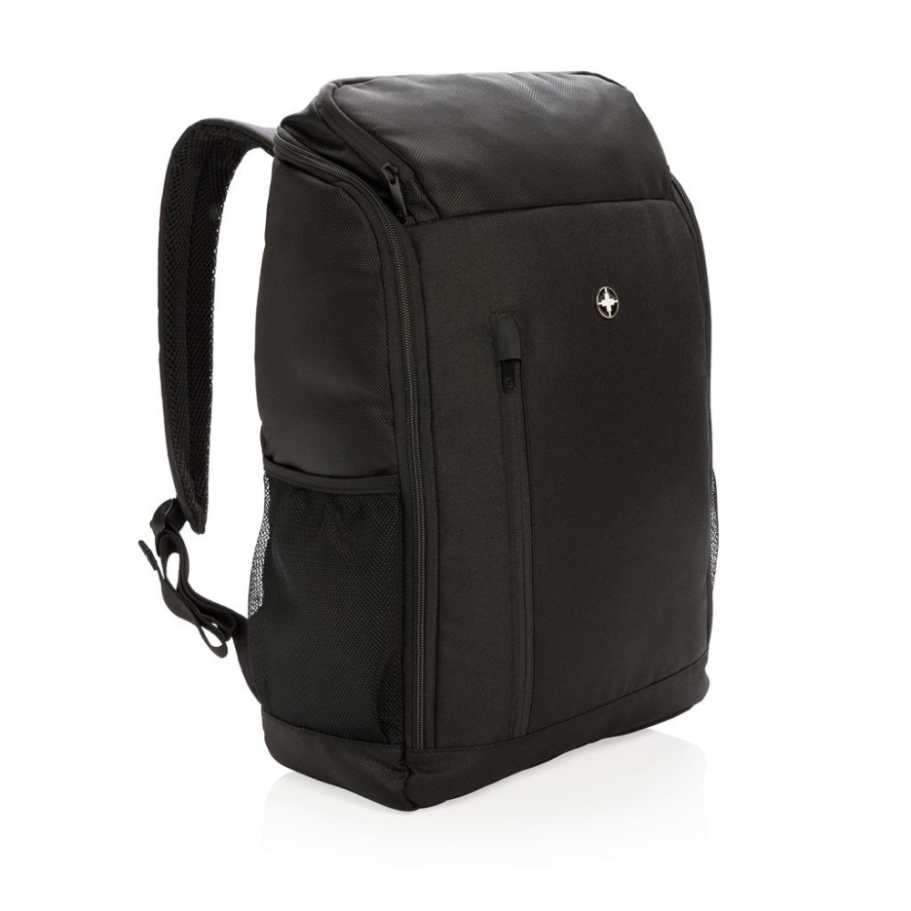 Logo trade promotional giveaway photo of: Swiss Peak RFID easy access 15" laptop backpack, Black