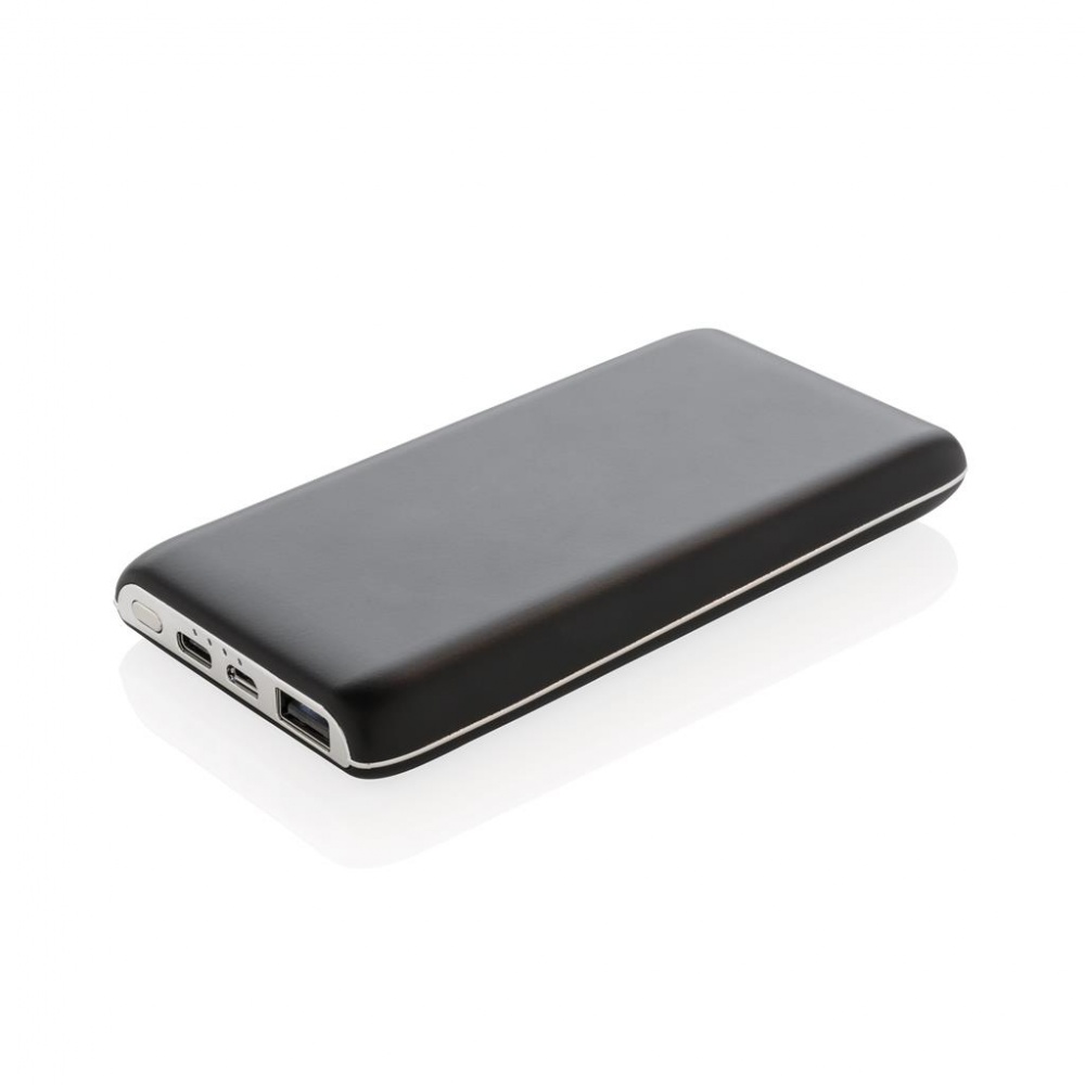 Logo trade promotional giveaways picture of: 8.000 mAh light up wireless powerbank, black