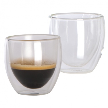 Logo trade promotional merchandise photo of: Set of 2 double-walled espresso cups, transparent