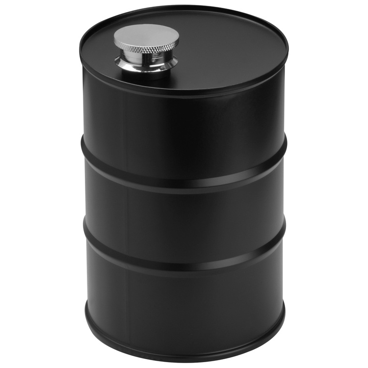 Logo trade business gift photo of: Hip flask barrel, black