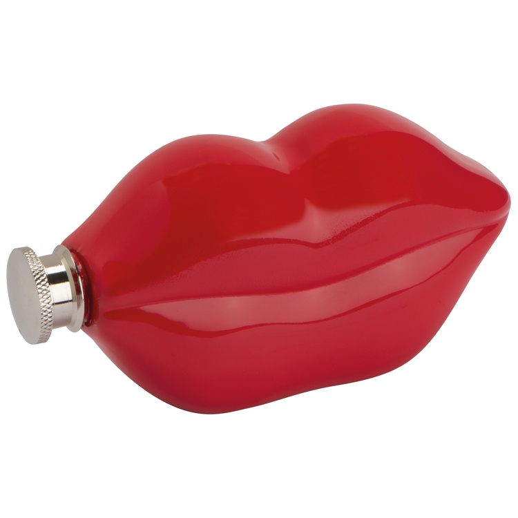 Logo trade advertising products image of: Lip shaped hip flask, deep red