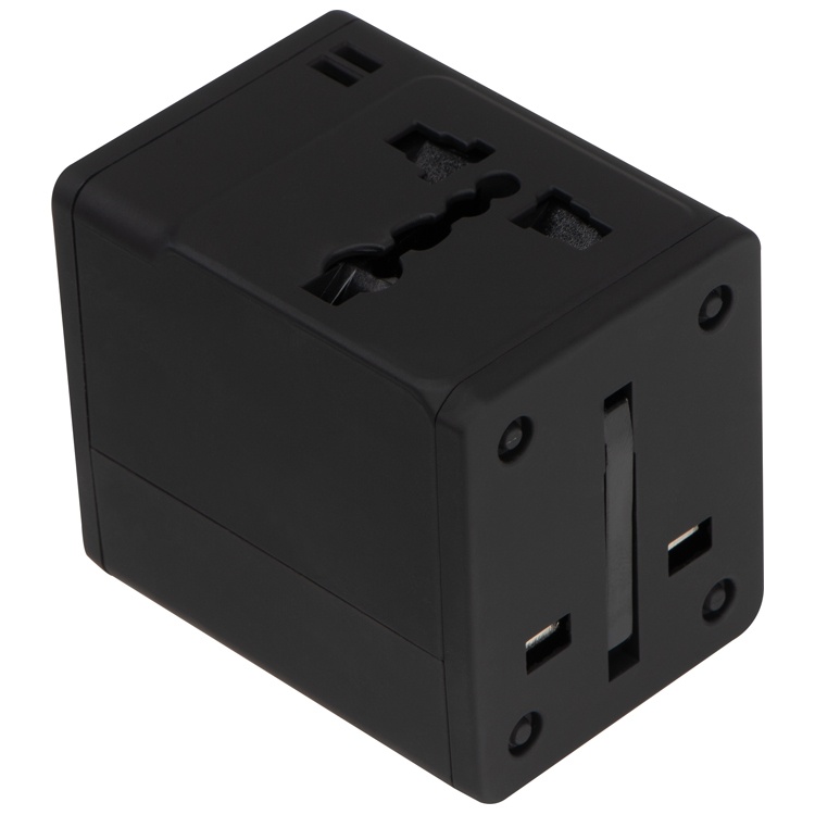 Logotrade advertising product picture of: Rubberized travel adapter, black