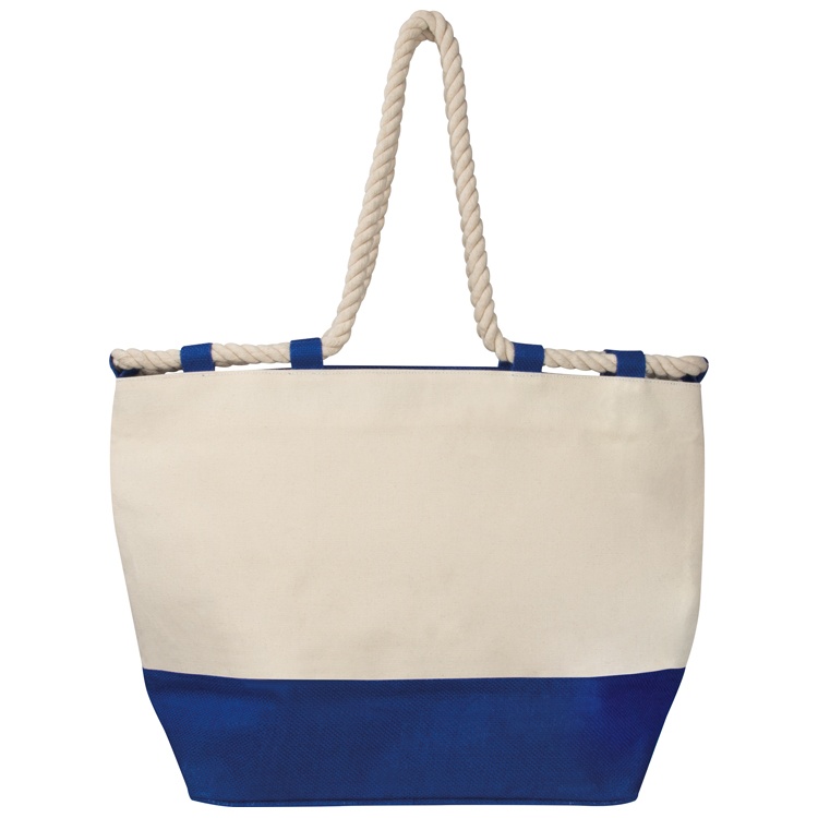 Logo trade promotional giveaways picture of: Beach bag with drawstring, blue/natural white