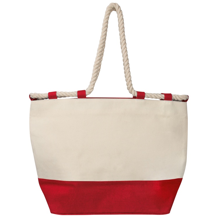 Logo trade promotional merchandise image of: Beach bag with drawstring, red/natural white