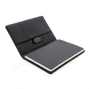 Logo trade promotional merchandise image of: Light up logo notebook A5, Black