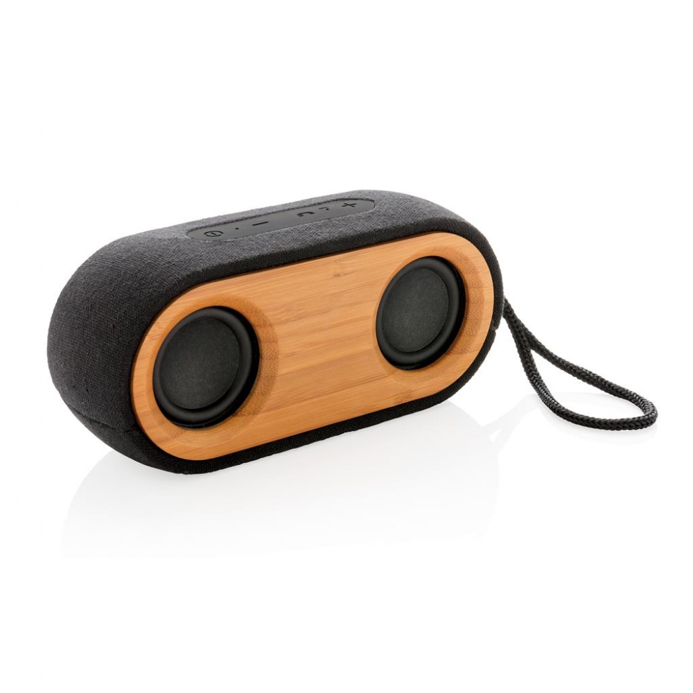 Logo trade promotional products picture of: Bamboo X double speaker, black