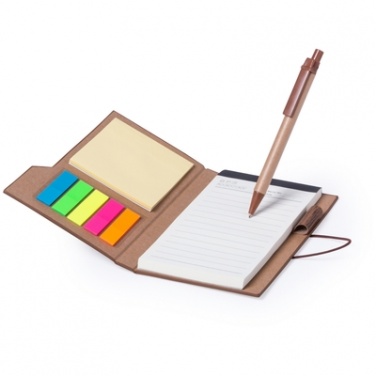 Logotrade promotional gift image of: Memo holder, notebook A5, sticky notes, ball pen, brown