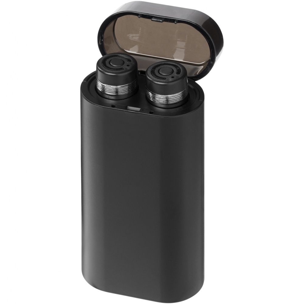 Logo trade promotional giveaways image of: TW Earbuds Powerbank - BK