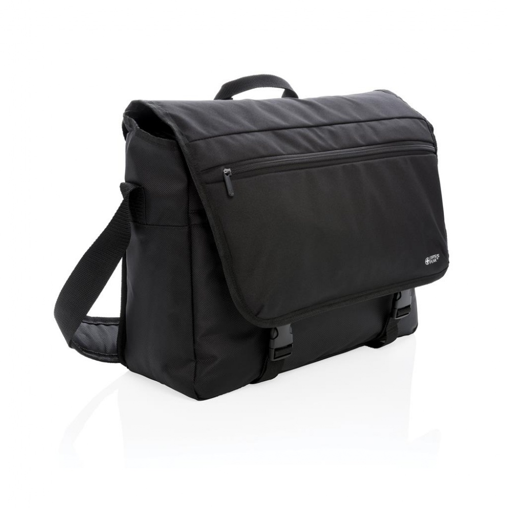 Logo trade corporate gifts picture of: Swiss Peak RFID 15" laptop messenger bag PVC free, black