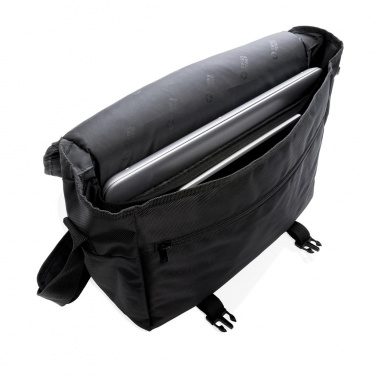 Logo trade promotional merchandise picture of: Swiss Peak RFID 15" laptop messenger bag PVC free, black