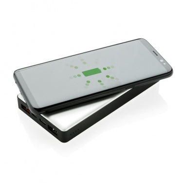 Logo trade promotional gifts image of: 10.000 mAh Powerbank with PD and Wireless charger, silver