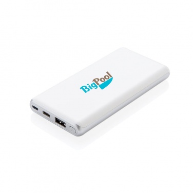 Logotrade promotional giveaway image of: Ultra fast 10.000 mAh powerbank with PD, white