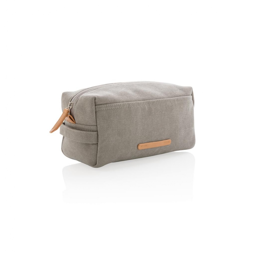 Logo trade advertising products image of: Canvas toiletry bag PVC free, grey