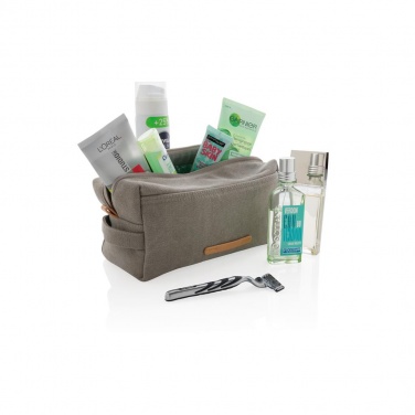 Logo trade promotional merchandise image of: Canvas toiletry bag PVC free, grey