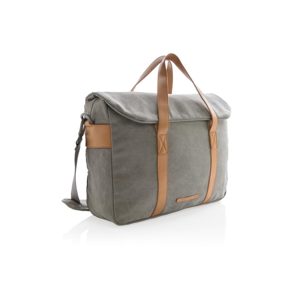 Logo trade promotional item photo of: Canvas laptop bag PVC free, grey