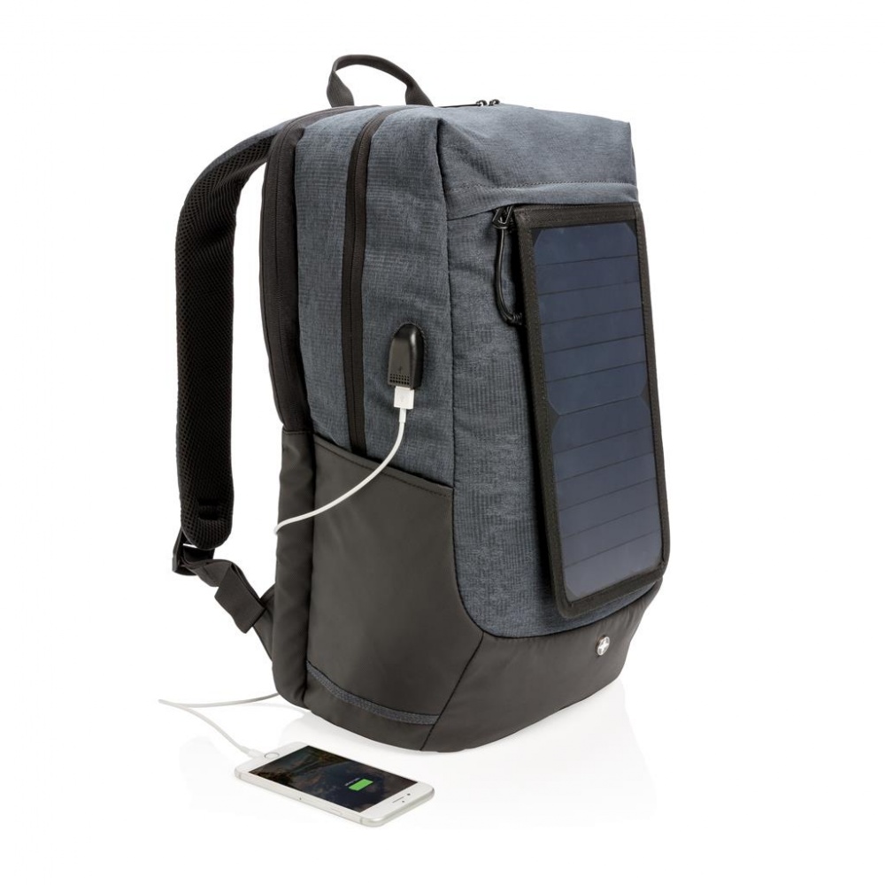 Logotrade promotional product image of: Swiss Peak eclipse solar backpack, black