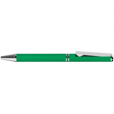 Logo trade promotional gifts image of: Metal ballpen with zig-zag clip, green